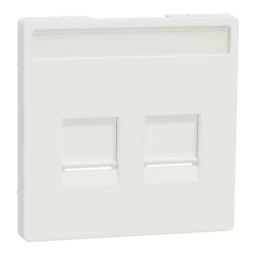 Schneider Electric Merten MTN4564-6037 Fedlap, 2xRJ45 moduláris betétekhez, feliratozható, System-D, mattfehér