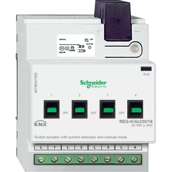   Schneider Electric MTN647595 Merten-KNX REG-K/4x230/16 kapcsolóaktor kézi üzemmóddal és áramérzékeléssel