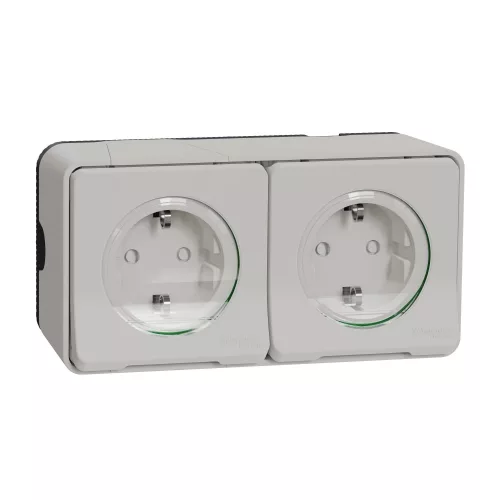 Schneider Mureva Styl MUR39035 2x2P+F csatlakozóaljzat polárfehér IP55
