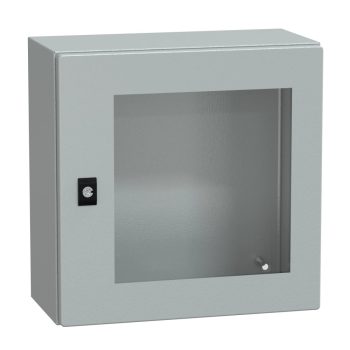   Schneider Electric Spacial CRN NSYCRN44200T Falra szerelhető fém szekrény, Üvegezett ajtóval, 400x400x200, IP66, szerelőlap nélkül, Spacial CRN (Schneider NSYCRN44200T)