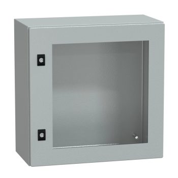   Schneider Electric Spacial CRN NSYCRN55250T Falra szerelhető fém szekrény, Üvegezett ajtóval, 500x500x250, IP66, szerelőlap nélkül, Spacial CRN (Schneider NSYCRN55250T)