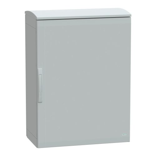 Schneider Electric NSYPLAT1074G Thalassa PLAT műanyag álló szekrény (Nyitott felső és zárt alsó rész), teli ajtóval, 1000x750x420, IP44, szerelőlap nélkül, 1 ajtós