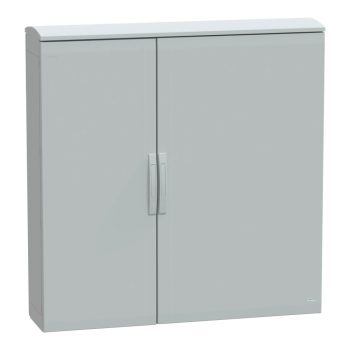   Schneider Electric NSYPLAT12123G Thalassa PLAT műanyag álló szekrény (Nyitott felső és zárt alsó rész), teli ajtóval, 1250x1250x320, IP44, szerelőlap nélkül, 2 ajtós