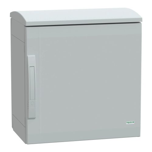 Schneider Electric NSYPLAT553G Thalassa PLAT műanyag álló szekrény (Nyitott felső és zárt alsó rész), teli ajtóval, 500x500x320, IP44, szerelőlap nélkül, 1 ajtós