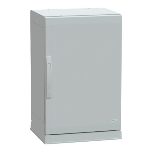 Schneider Electric NSYPLAZ754G Thalassa PLAZ műanyag álló szekrény (Zárt felső és nyitott alsó rész), teli ajtóval, 750x500x420, IP54, szerelőlap nélkül, 1 ajtós