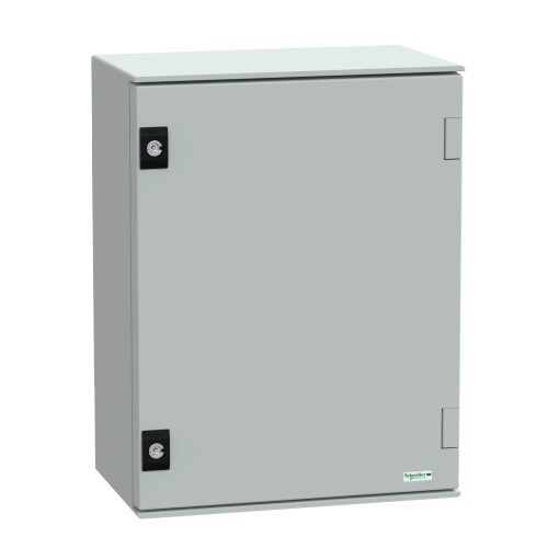 Schneider Electric NSYPLM43PG Thalassa PLM műanyag szekrény, teli ajtóval, 430x330x200, IP66, fém szerelőlappal
