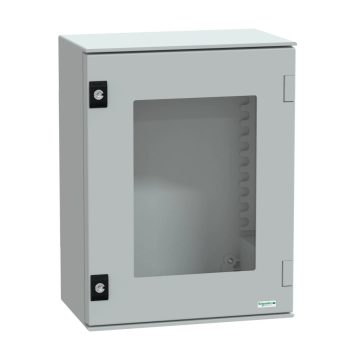   Schneider Electric NSYPLM43TG Thalassa PLM műanyag szekrény, átlátszó ajtóval, 430x330x200, IP66, szerelőlap nélkül