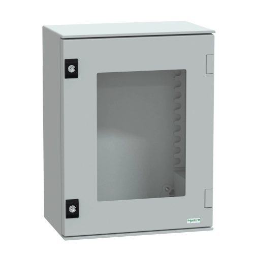 Schneider Electric NSYPLM43TG Thalassa PLM műanyag szekrény, átlátszó ajtóval, 430x330x200, IP66, szerelőlap nélkül