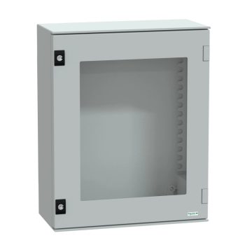   Schneider Electric NSYPLM54TG Thalassa PLM műanyag szekrény, átlátszó ajtóval, 530x430x200, IP66, szerelőlap nélkül