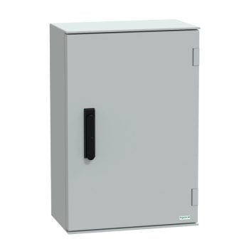  Schneider Electric NSYPLM64VG Thalassa PLM műanyag szekrény, teli ajtóval, 647x436x250, IP66, kilincses zárral (1242E biztonsági kulccsal), szerelőlap nélkül