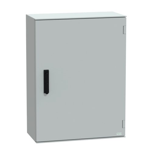 Schneider Electric NSYPLM86VG Thalassa PLM műanyag szekrény, teli ajtóval, 847x636x300, IP66, kilincses zárral (1242E biztonsági kulccsal), szerelőlap nélkül