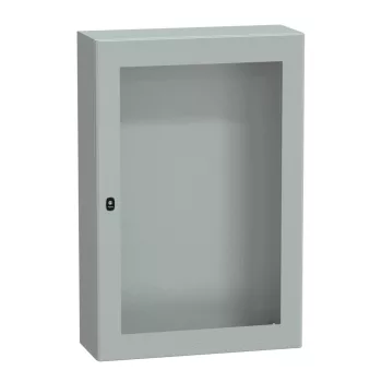   Schneider NSYS3D12830T Spacial S3D Falra szerelhető fém szekrény, Üvegezett ajtóval, 1200x800x300, IP66, szerelőlap nélkül