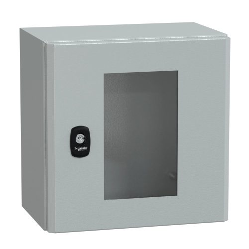 Schneider NSYS3D3320T Spacial S3D Falra szerelhető fém szekrény, Üvegezett ajtóval, 300x300x200, IP66, szerelőlap nélkül