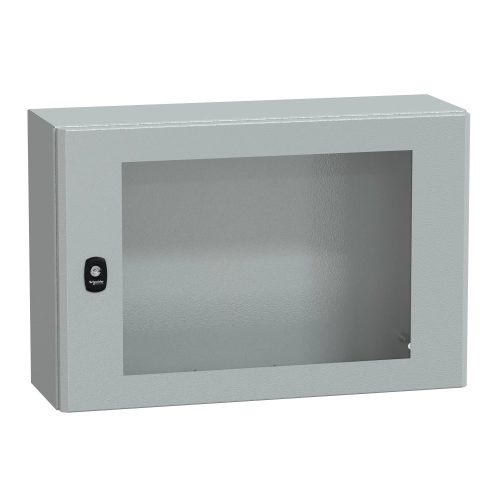 Schneider NSYS3D4620T Spacial S3D Falra szerelhető fém szekrény, Üvegezett ajtóval, 400x600x200, IP66, szerelőlap nélkül