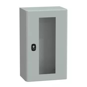   Schneider NSYS3D5320T Spacial S3D Falra szerelhető fém szekrény, Üvegezett ajtóval, 500x300x200, IP66, szerelőlap nélkül