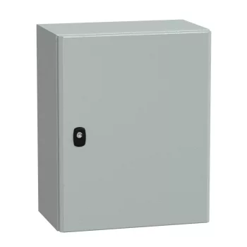   Schneider NSYS3D5425 Spacial S3D Falra szerelhető fém szekrény, Teli ajtóval, 500x400x250, IP66, szerelőlap nélkül
