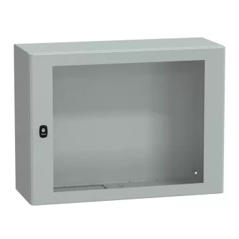   Schneider NSYS3D6830T Spacial S3D Falra szerelhető fém szekrény, Üvegezett ajtóval, 600x800x300, IP66, szerelőlap nélkül