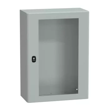   Schneider NSYS3D7525T Spacial S3D Falra szerelhető fém szekrény, Üvegezett ajtóval, 700x500x250, IP66, szerelőlap nélkül