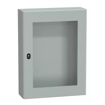   Schneider NSYS3D8620T Spacial S3D Falra szerelhető fém szekrény, Üvegezett ajtóval, 800x600x200, IP66, szerelőlap nélkül
