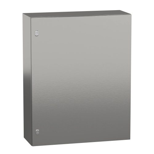 Schneider NSYS3X10830 Spacial S3X Falra szerelhető rozsdamentes acél AISI 304L szekrény, Teli ajtóval, 1000x800x300, IP66, szerelőlap nélkül