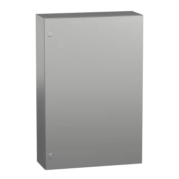   Schneider NSYS3X12830 Spacial S3X Falra szerelhető rozsdamentes acél AISI 304L szekrény, Teli ajtóval, 1200x800x300, IP66, szerelőlap nélkül