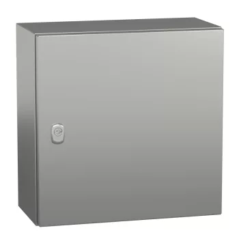   Schneider NSYS3X4420 Spacial S3X Falra szerelhető rozsdamentes acél AISI 304L szekrény, Teli ajtóval, 400x400x200, IP66, szerelőlap nélkül