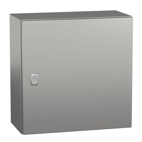 Schneider NSYS3X4420 Spacial S3X Falra szerelhető rozsdamentes acél AISI 304L szekrény, Teli ajtóval, 400x400x200, IP66, szerelőlap nélkül