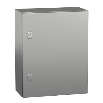   Schneider NSYS3X5420 Spacial S3X Falra szerelhető rozsdamentes acél AISI 304L szekrény, Teli ajtóval, 500x400x200, IP66, szerelőlap nélkül