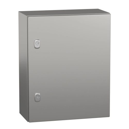 Schneider NSYS3X5420 Spacial S3X Falra szerelhető rozsdamentes acél AISI 304L szekrény, Teli ajtóval, 500x400x200, IP66, szerelőlap nélkül