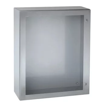   Schneider NSYS3X5420T Spacial S3X Falra szerelhető rozsdamentes acél AISI 304L szekrény, Üvegezett ajtóval, 500x400x200, IP66, szerelőlap nélkül