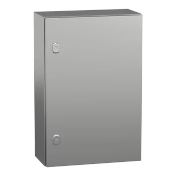   Schneider NSYS3X6420 Spacial S3X Falra szerelhető rozsdamentes acél AISI 304L szekrény, Teli ajtóval, 600x400x200, IP66, szerelőlap nélkül