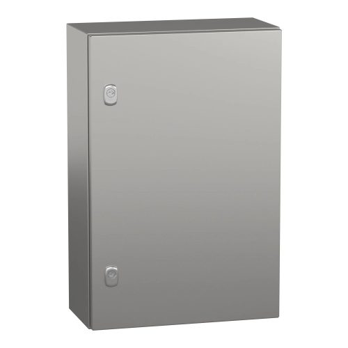 Schneider NSYS3X6420 Spacial S3X Falra szerelhető rozsdamentes acél AISI 304L szekrény, Teli ajtóval, 600x400x200, IP66, szerelőlap nélkül