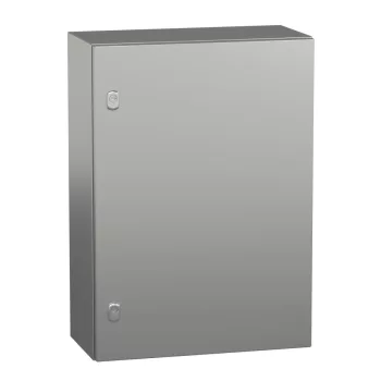   Schneider NSYS3X7525 Spacial S3X Falra szerelhető rozsdamentes acél AISI 304L szekrény, Teli ajtóval, 700x500x250, IP66, szerelőlap nélkül