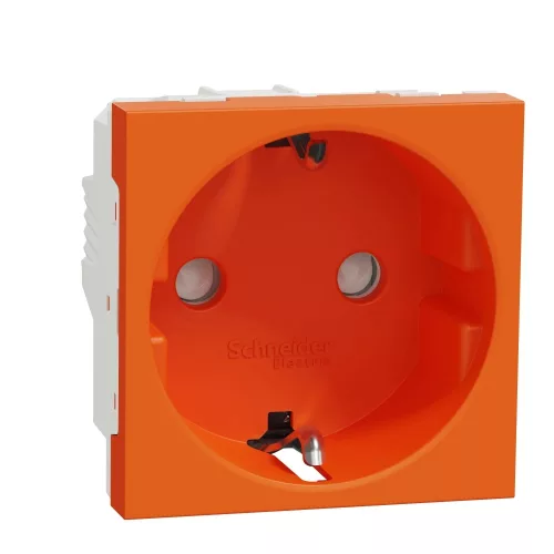 Schneider Unica System+ 2P+F csatlakozóaljzat, biztonsági zsaluval, csavaros bekötéssel, narancs – NU303761