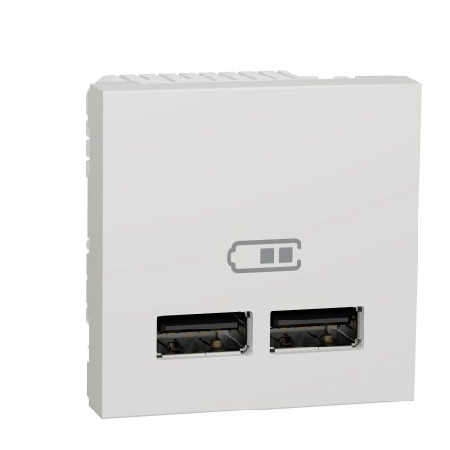 Schneider Electric NU341818 UNICA SYSTEM+ Dupla USB töltő, A+A, 2.1A, fehér