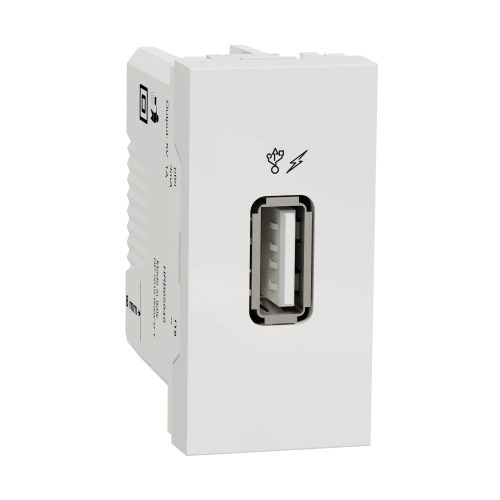 Schneider Electric NU342818 UNICA SYSTEM+ USB töltő, 1A, 1 modulos, fehér