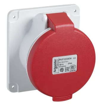   Schneider Electric, PKF16G435, ipari csatlakozó beépíthető dugalj egyenes 5P (3P+N+F) 16A 6h, 400V 50/60 Hz, IP44, Dafb-164, piros, csavaros csatlakozás, PratiKa (Schneider PKF16G435)