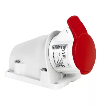   Schneider Electric, PKF16W434, ipari csatlakozó rögzíthető dugalj 4P (3P+F) 16A 6h, 400V 50/60 Hz, IP44, Dafr-163, piros, csavaros csatlakozás, PratiKa (Schneider PKF16W434)