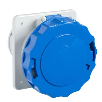   Schneider Electric, PKF32G723, ipari csatlakozó beépíthető dugalj egyenes 3P (2P+F) 32A 6h, 230V 50/60 Hz, IP67, Dafb-322, kék, csavaros csatlakozás, PratiKa (Schneider PKF32G723)