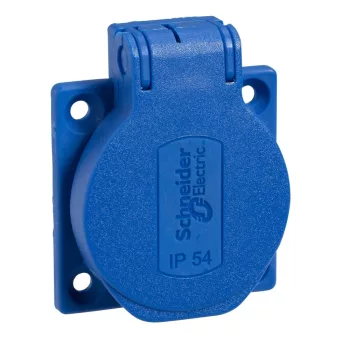   Schneider PKN51B PRATIKA Háztartási aljzat, 2P+F, 50x50, hátsó meghúzással, kék, IP54, francia
