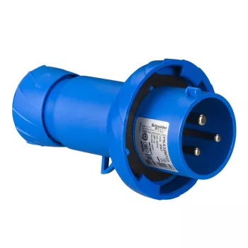   Schneider Electric, PKX32M723, ipari csatlakozó lengő dugvilla egyenes 3P (2P+F) 32A 6h, 230V 50/60 Hz, IP67, Dfh-322, kék, rugós csatlakozás, PratiKa (Schneider PKX32M723)