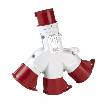   Schneider PKZM712 PRATIKA Elosztó adapter, 1 villa-3 aljzat, 3P+F, 16A, 415V, IP67