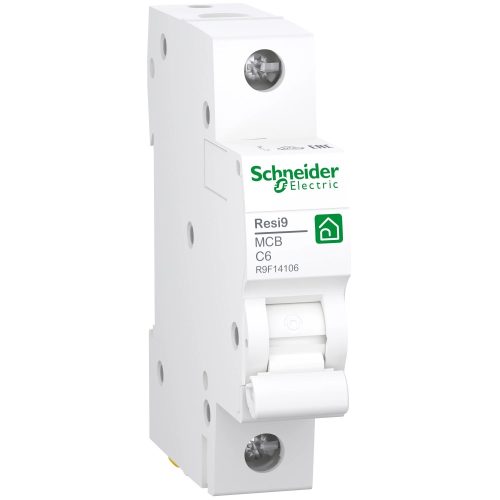 Schneider Electric, Resi9, R9F14106, Kismegszakító 1P,6A, C karakterisztika, 4,5 kA Resi9 (Schneider R9F14106)