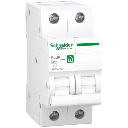 Schneider Electric, Resi9, R9F14213, Kismegszakító 2P,13A, C karakterisztika, 4,5 kA Resi9 (Schneider R9F14213)