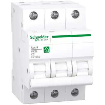   Schneider Electric, Resi9, R9F14302, Kismegszakító 3P,2A, C karakterisztika, 4,5 kA Resi9 (Schneider R9F14302)