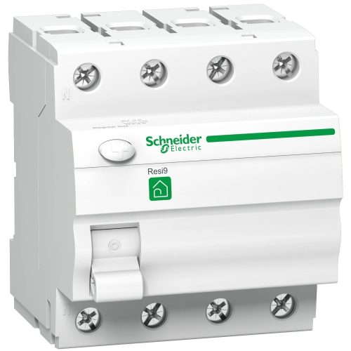 Schneider Electric R9R11463, Resi9 áram-védőkapcsoló (Fi-relé), AC osztály, 4P, 63A, 30mA (Schneider R9R11463)