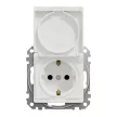 Schneider Electric SDD111024 földelt csatlakozóaljzat (dugalj), biztonsági zsaluval (gyermekvédelemmel), csapófedéllel, 2P+F, fehér burkolattal, rugós bekötés, keret nélkül, süllyesztett, 16A 250V IP20 (Sedna Design / Elements)
