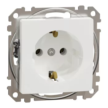   Schneider Electric SDD111025 földelt csatlakozóaljzat (dugalj), 2P+F, fehér burkolattal, csavaros bekötés, keret nélkül, süllyesztett, 16A 250V IP20 (Sedna Design / Elements)