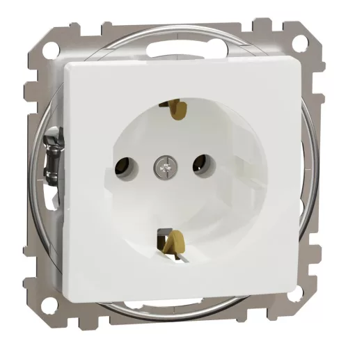 Schneider Electric SDD111025 földelt csatlakozóaljzat (dugalj), 2P+F, fehér burkolattal, csavaros bekötés, keret nélkül, süllyesztett, 16A 250V IP20 (Sedna Design / Elements)