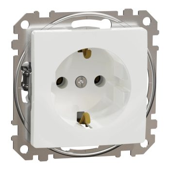   Schneider Electric SDD111026 földelt csatlakozóaljzat (dugalj), 2P+F, fehér burkolattal, rugós bekötés, keret nélkül, süllyesztett, 16A 250V IP20 (Sedna Design / Elements)